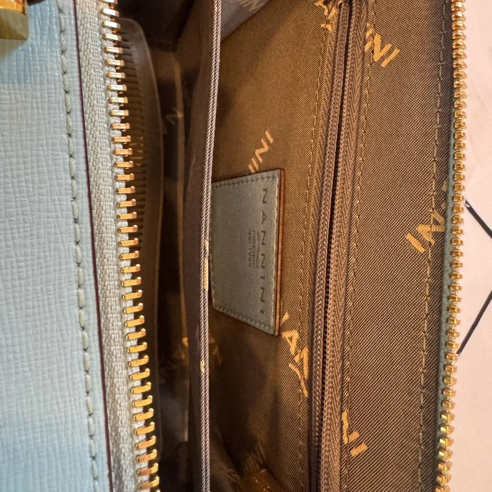 Custom Light Blue Nannini Italian Leather Designer Handbag - Picture 5 of 5